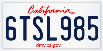 CA license plate 6TSL985