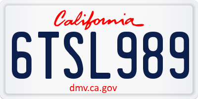 CA license plate 6TSL989