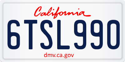 CA license plate 6TSL990
