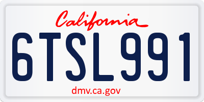 CA license plate 6TSL991