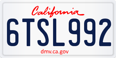 CA license plate 6TSL992