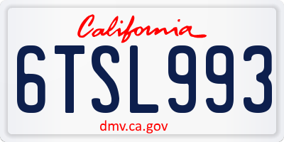 CA license plate 6TSL993