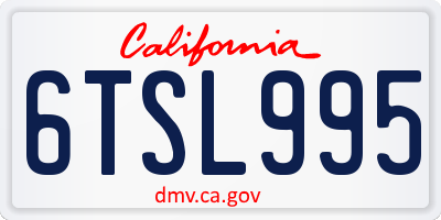CA license plate 6TSL995