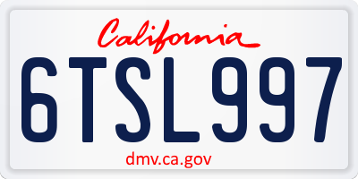 CA license plate 6TSL997