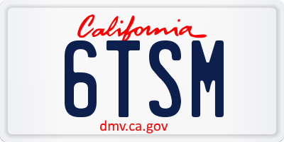 CA license plate 6TSM