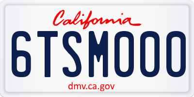 CA license plate 6TSM000