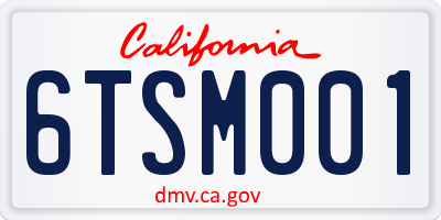 CA license plate 6TSM001