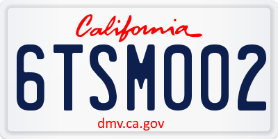 CA license plate 6TSM002