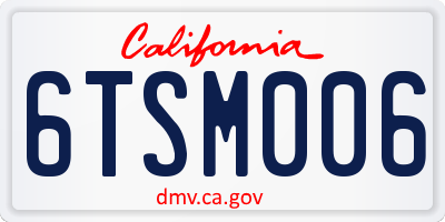 CA license plate 6TSM006