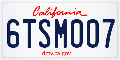 CA license plate 6TSM007