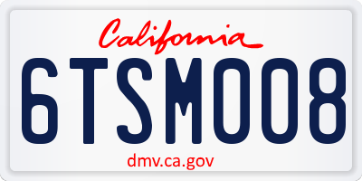 CA license plate 6TSM008