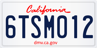 CA license plate 6TSM012