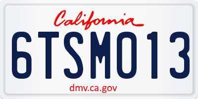 CA license plate 6TSM013