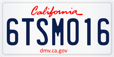 CA license plate 6TSM016