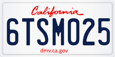 CA license plate 6TSM025