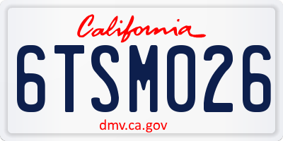 CA license plate 6TSM026