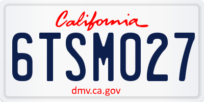 CA license plate 6TSM027