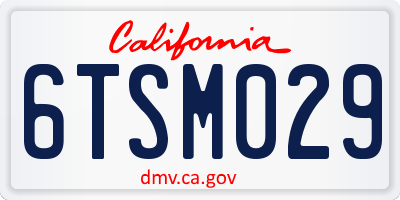 CA license plate 6TSM029