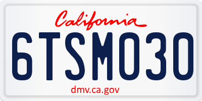 CA license plate 6TSM030