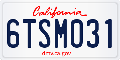 CA license plate 6TSM031