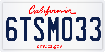 CA license plate 6TSM033