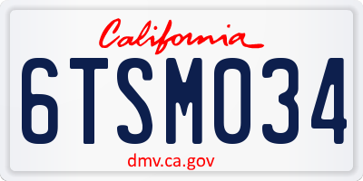 CA license plate 6TSM034