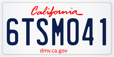 CA license plate 6TSM041