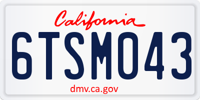 CA license plate 6TSM043