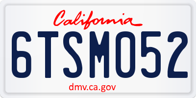 CA license plate 6TSM052