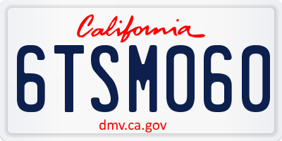 CA license plate 6TSM060