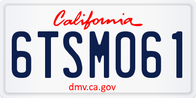 CA license plate 6TSM061