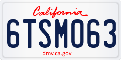 CA license plate 6TSM063