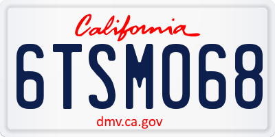 CA license plate 6TSM068