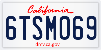 CA license plate 6TSM069