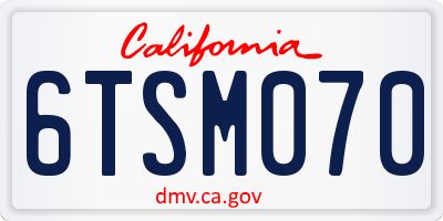 CA license plate 6TSM070