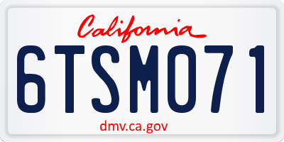 CA license plate 6TSM071