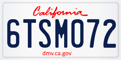 CA license plate 6TSM072