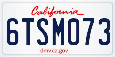 CA license plate 6TSM073