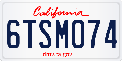 CA license plate 6TSM074
