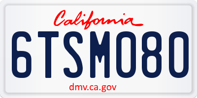 CA license plate 6TSM080