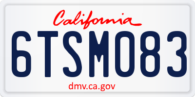 CA license plate 6TSM083