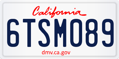 CA license plate 6TSM089