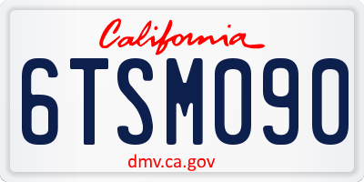 CA license plate 6TSM090
