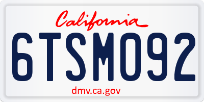 CA license plate 6TSM092