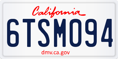 CA license plate 6TSM094