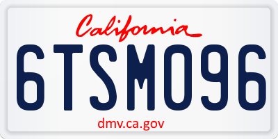 CA license plate 6TSM096