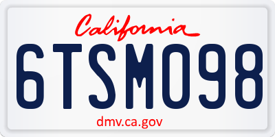 CA license plate 6TSM098
