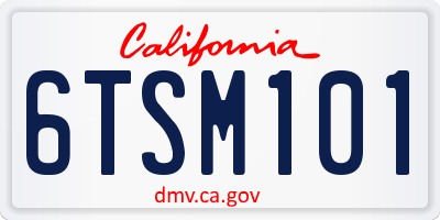 CA license plate 6TSM101