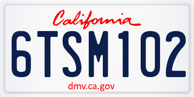 CA license plate 6TSM102