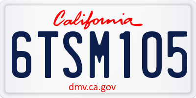 CA license plate 6TSM105